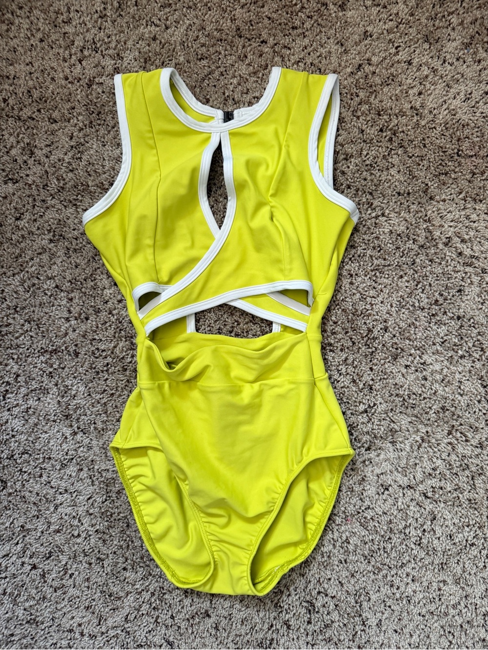 Five- Neon Yellow Cutout Adult Small Leo with White Trim